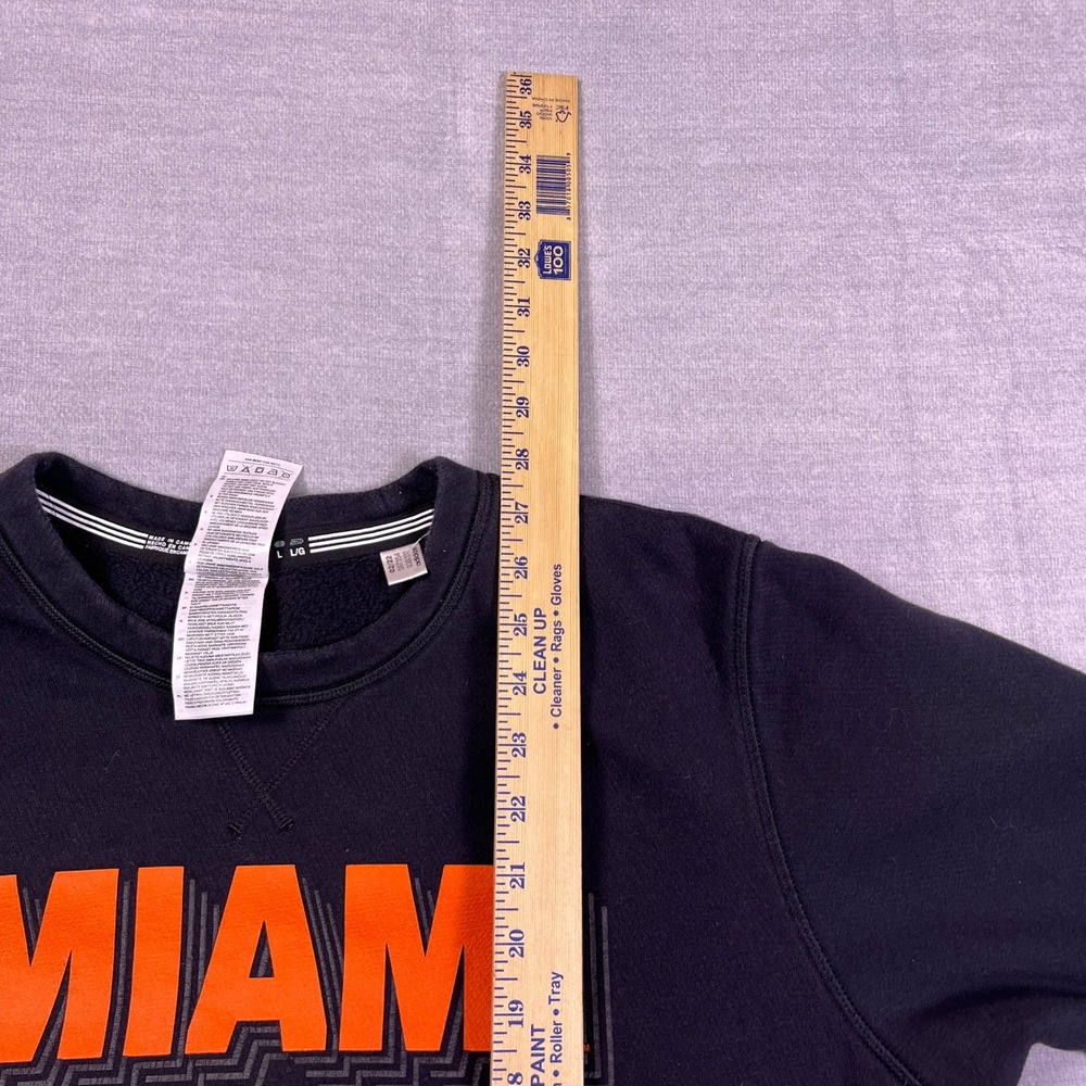Adidas Miami Hurricanes NCAA Fleece Crewneck Sweatshirt Mens L Black Cotton - Picture 6 of 11